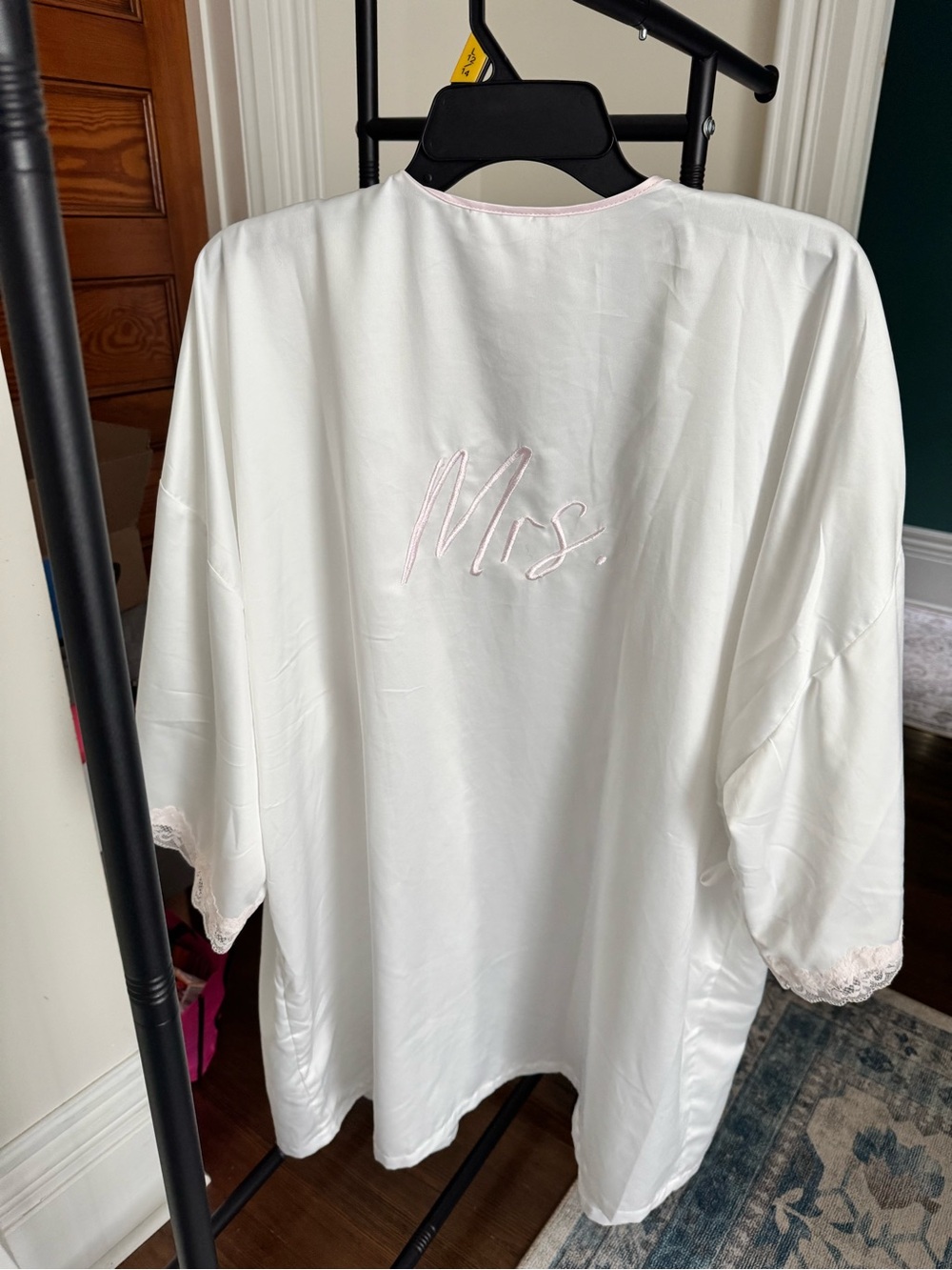 White "Mrs." Embroidered Satin Rob